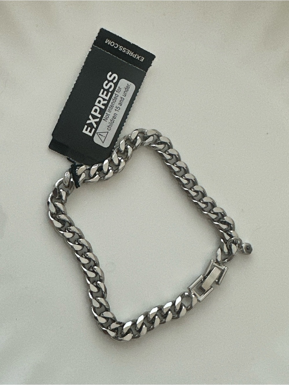 Express Men’s Silver-Tone Cuban Link Chain Bracelet approx. 7.5” NWT - Picture 2 of 4
